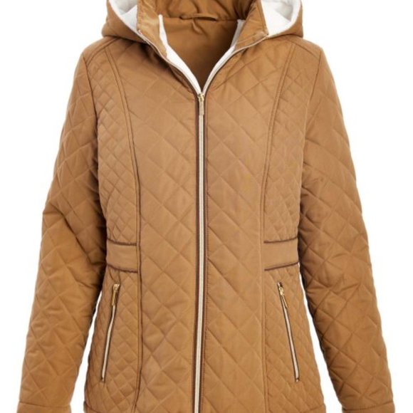 NWT Diamond Quilted Woobie lined Jacket Coat with hood zip pockets in Co… - Picture 1 of 11